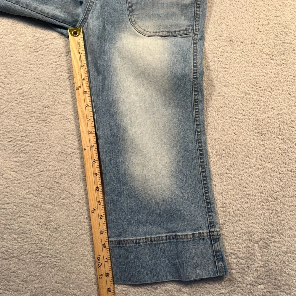 Vintage Y2K Old Navy Blue Jeans Capri Stretch Denim Girl's Size 14 2002 Wide Leg